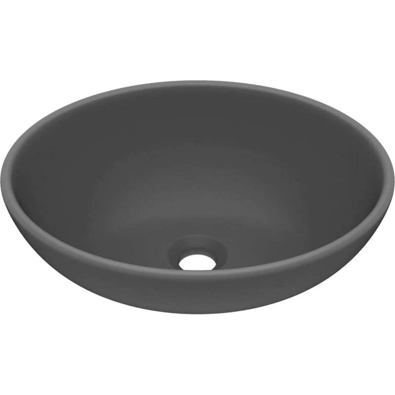 Image of VIDAXL Luxury Basin Oval-shaped Matt Dark Grey 40x33cm Ceramic Vidaxl 8720286036334