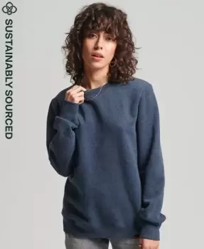 Image of Superdry Womens Organic Cotton Vintage Logo Crew Sweatshirt Navy / Vintage Navy Marl - Size: 14