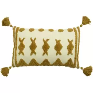 Image of Esme Tufted Cotton Cushion Ginger