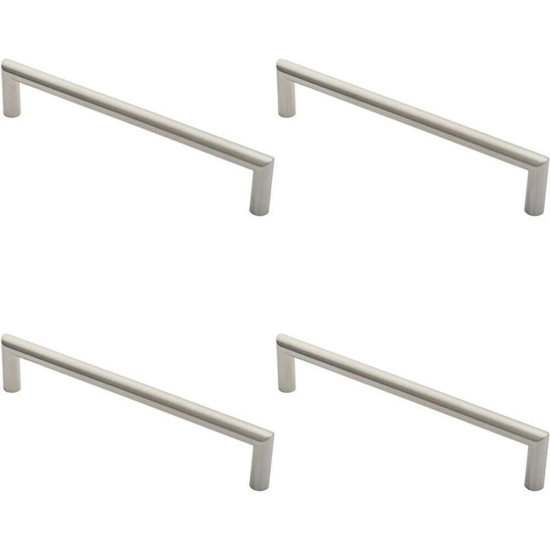 Image of Loops 4x 19mm Mitred Pull Door Handle 300mm Fixing Centres Satin Stainless Steel Metallics