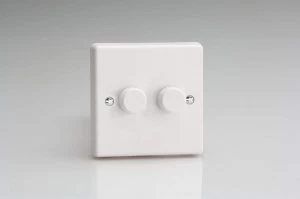 Image of Varilight V-PLUS 2x300W 2-Way Push-on/off Intelligent Dimmer w/ White Knob - White - IQP302W