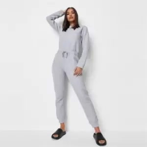 Image of Missguided Sweater Drawstring Jumpsuit - Grey