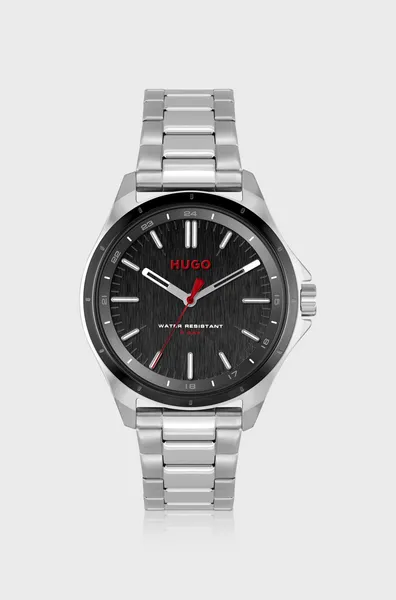 Image of HUGO 1530323 Mens #COMPLETE (42mm) Black Dial / Stainless Watch