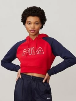 Image of Fila Valeria Colour Block Raglan Hoodie - Red , Red Size M Women