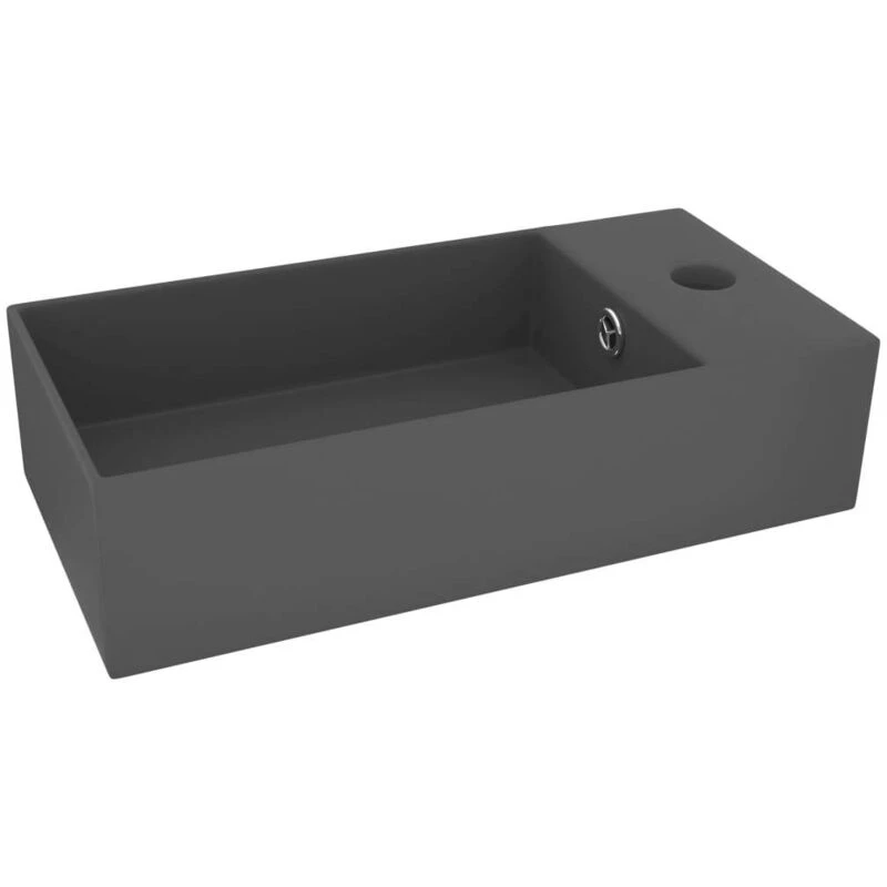 Image of vidaXL Bathroom Sink Ceramic Light Grey Round, Grey 146982
