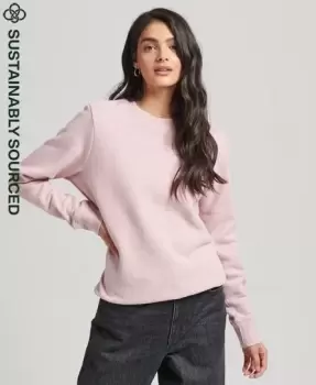 Image of Superdry Womens Organic Cotton Vintage Logo Crew Sweatshirt Pink / Soft Pink Marl - Size: 14