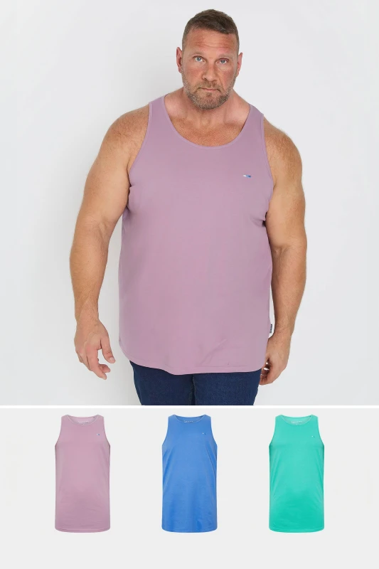 Image of BadRhino Mens Mens 3 Pack Vests in Purple Size: 5-6XL Purple Male 5-6XL