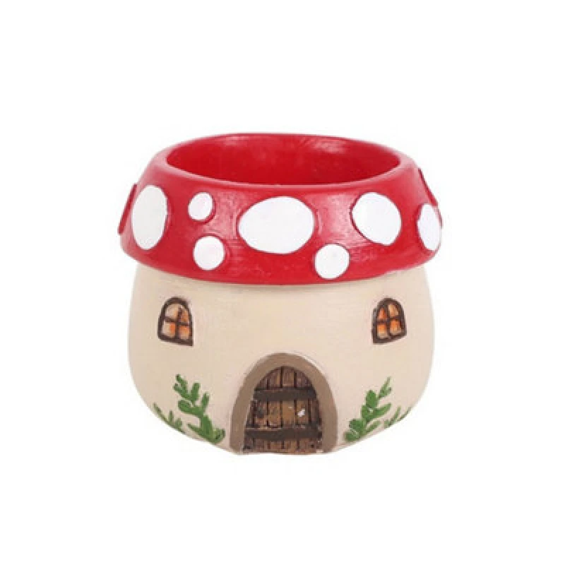 Image of Something Different Something Different Resin Mushroom House Tealight Holder in Red Red One Size Unisex 5063574199872