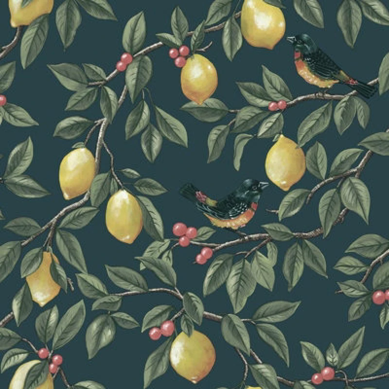 Image of Holden Decor Lemon Leaf Trail Wallpaper - Teal Teal WFVNH Unisex
