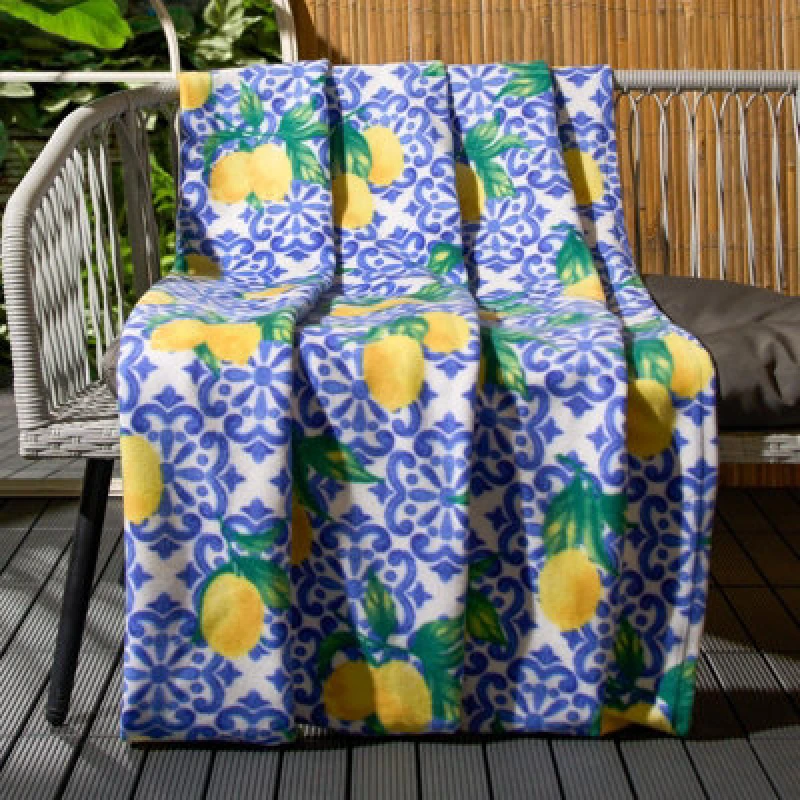 Image of OHS OHS Lemon Throw Polar Fleece Picnic Travel Warm Sofa Chair Blanket Soft Bedspread in Mid Blue Size: 120cm x 150cm Mid Blue 120cm x 150cm Unisex