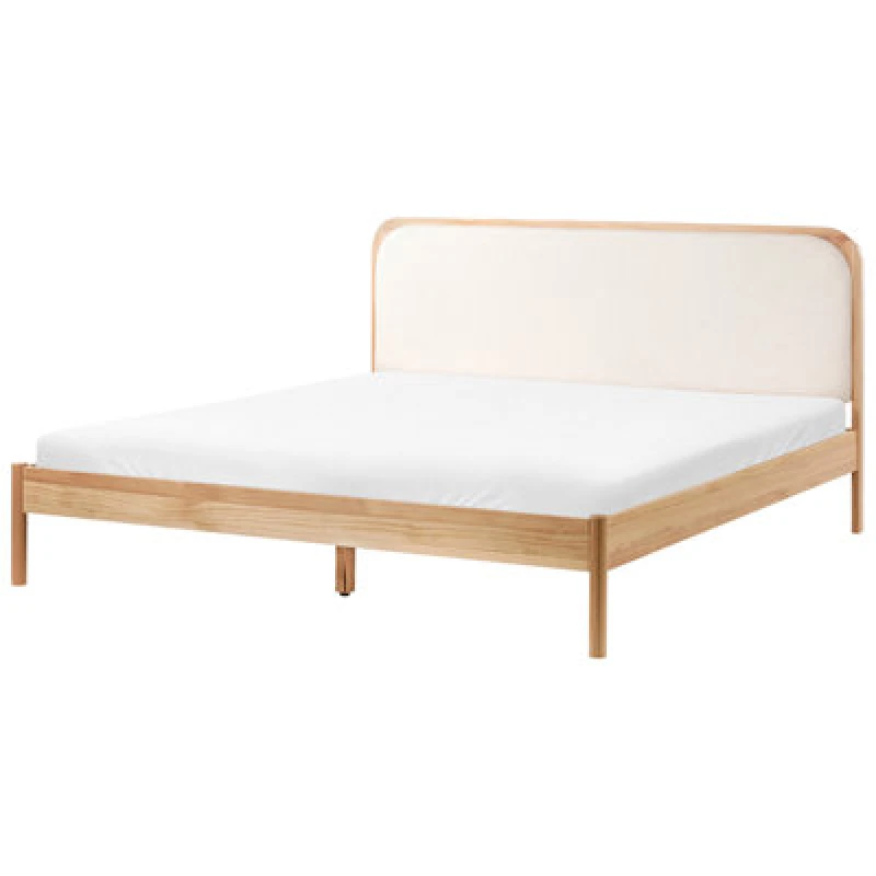 Image of Beliani Bed Pine Wood Dosches 180 X 200 Cm (Eu Super King) Light Brown