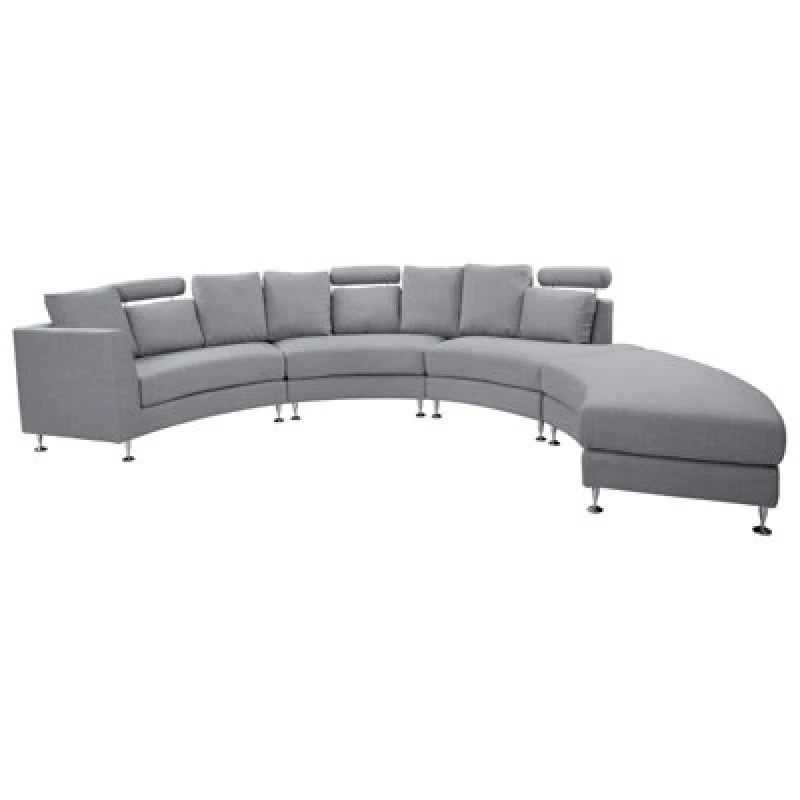 Image of Beliani Curved Sofa 7 Seater Rotunde Fabric Light Grey
