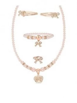 Image of Monsoon Girls Ombre Pearl Heart Locket Jewellery Set - Pink