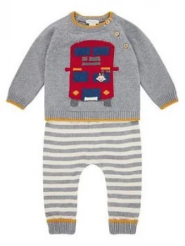 Image of Monsoon Baby Boys Bus Knitted Set - Grey