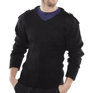 Image of Click Workwear Sweater Military Style V Neck Acrylic M Black Ref