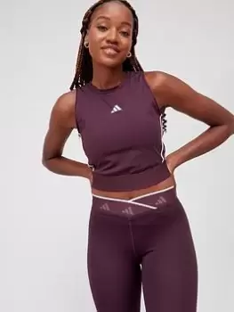 Image of adidas Tech-Fit Tape Crop Tank Top - Dark Red, Dark Red, Size S, Women