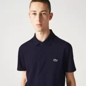 Image of Mens Lacoste Regular Fit Stretch Organic Cotton Polo Size 4 - M Navy Blue