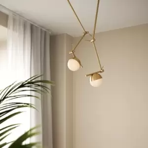 Image of Contina Indoor Living Dining Bedroom Metal Wall Light in Brass (Diam) 12.5cm