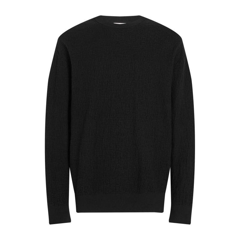Image of Calvin Klein Mens Natural Texture Jacquard Crew Neck Jumper Black BEH male S