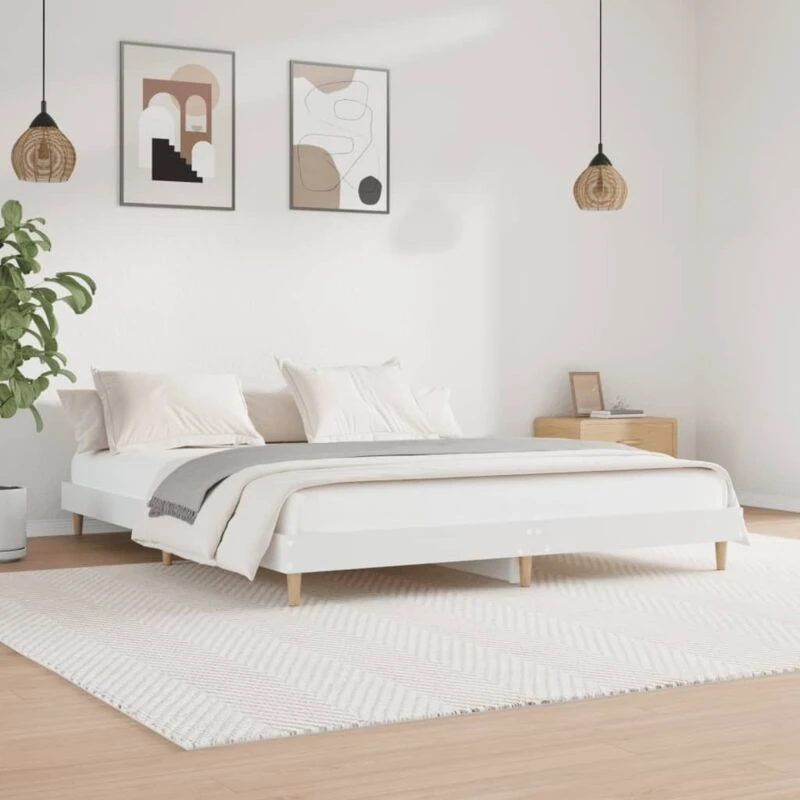 Image of VIDAXL Bed Frame without Mattress White 200x200cm Engineered Wood Vidaxl 8720845794903