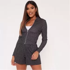 Image of I Saw It First Polka Dot Lightweight Bomber Jacket - Black