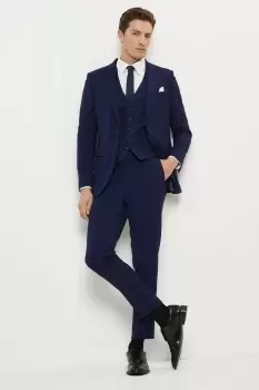 Image of Skinny Fit Navy Textured Suit Jacket