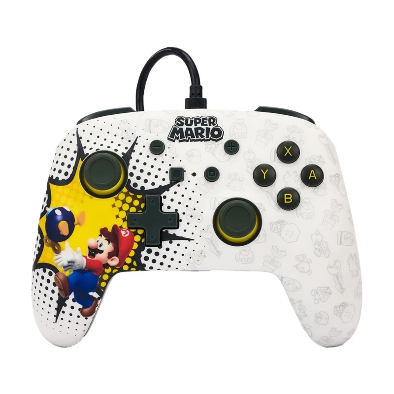 Image of PowerA Enhanced Wired Controller for Nintendo Switch - Bob-omb Blast - White White One Size