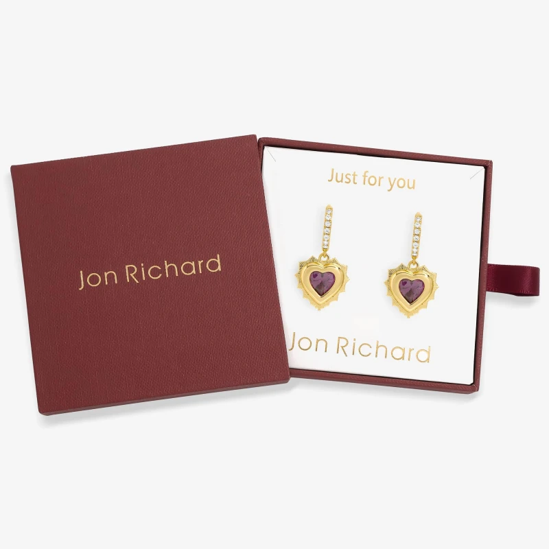 Image of Jon Richard Gold Plated Heart Birthstone Earrings - December Gold female One Size
