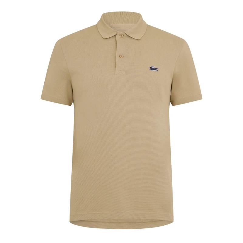 Image of Lacoste Regular Fit Cotton Blend Polo Shirt Brown mens in Brown