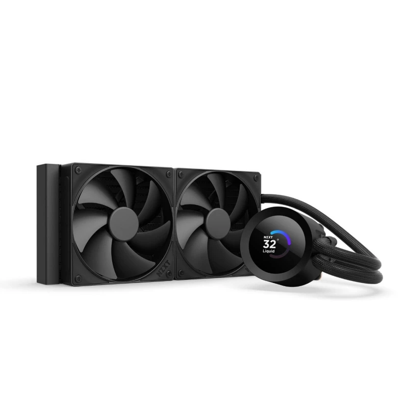Image of NZXT 240mm Kraken Plus Intel/AMD CPU AIO Liquid Cooler with 1.54" LCD Screen - Black - RL-KN240-B2