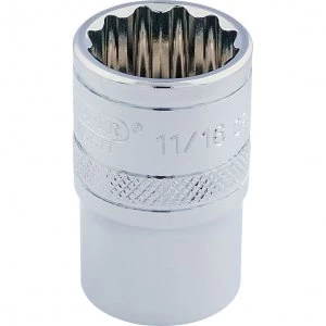 Image of Draper 3/8" Drive Polished Finish Hi Torq Bi Hexagon Socket Imperial 3/8" 11/16"