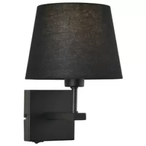 Image of Italux Norte - Modern Bedside Lamp Black Matt 1 Light with Black, Round Shade, E27