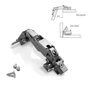 Image of GTV Angular 155 Hydraulic Clip-on Soft Close Wardrobe Door Hinge - without Euro