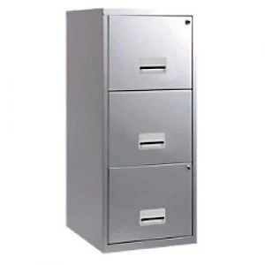 Image of Pierre Henry Filing Cabinet with 3 Lockable Drawers Maxi 400 x 400 x 930mm Silver