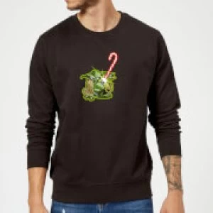 Image of Star Wars Candy Cane Yoda Black Christmas Sweatshirt - M - Black