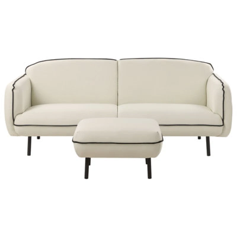 Image of Beliani Sofa 3 Seater Tonsberg Fabric Light Beige With Ottoman
