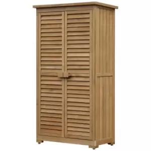 Image of Outsunny Wooden Garden Storage Shed 3-tier Shelves Tool Cabinet W/ Asphalt Roof