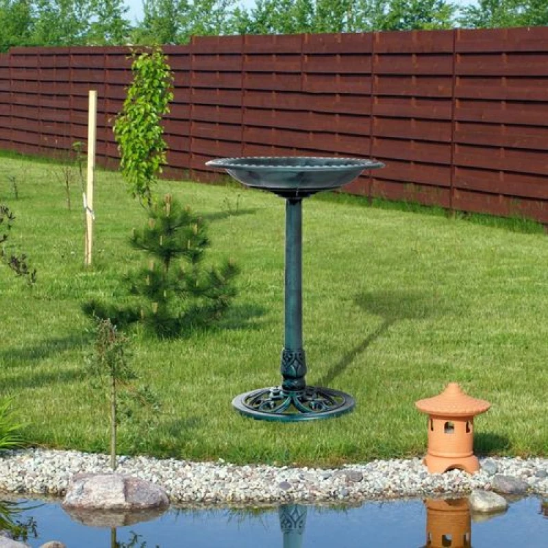 Image of Outsunny 50cm Outdoor Bird Bath Fountain - Green 844-133