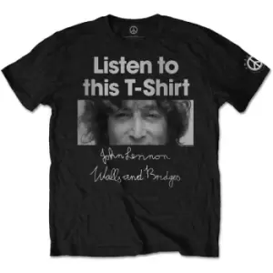 Image of John Lennon - Listen Lady Unisex XXXXX-Large T-Shirt - Black