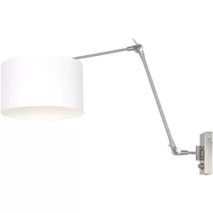Image of Sienna Lighting - Sienna Prestige Chic Wall Lamp with Shade Steel Brushed, Chintz White