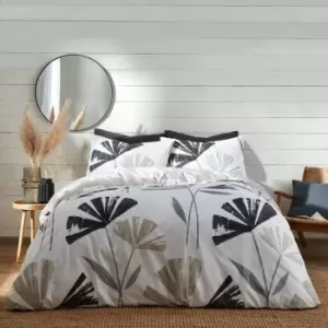 Image of Alma Abstract Floral Print Easy Care Reversible Duvet Cover Set, Natural, Single - Fusion