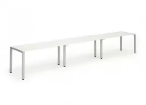 Image of Single Silver Frame Bench Desk 1200 White (3 Pod)