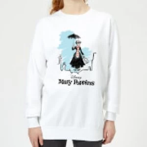 Image of Mary Poppins Rooftop Landing Womens Christmas Sweatshirt - White - XL