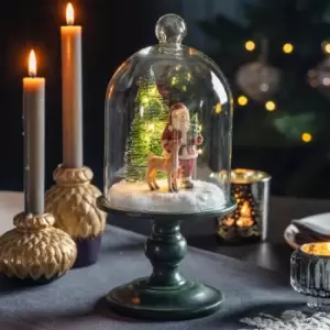 Image of Crossland Grove Santa Scene Cloche With LED Green 145x145x300mm