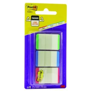 Image of Post it Index Tabs Ruled Strong 25mm GreenBlueRed 3 x 22 Tabs 686L GBR