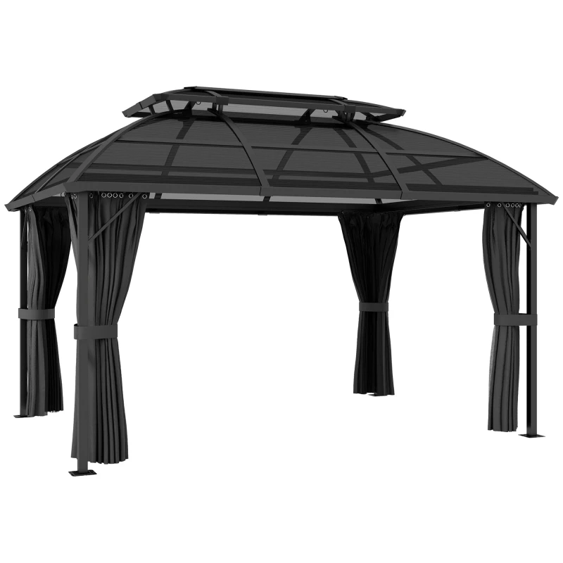 Image of Outsunny Outsunny - 4 x 3(m) Polycarbonate Gazebo for Lawn, Yard, Patio, Deck Black - Black 5056725520182