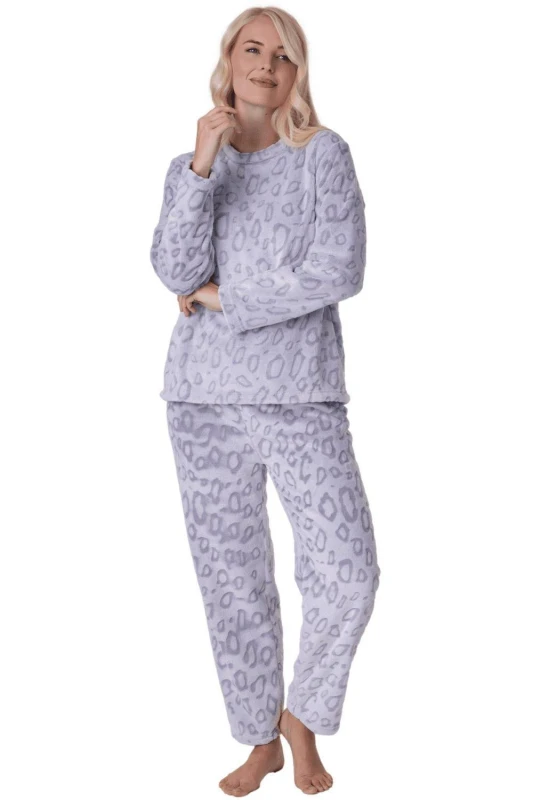 Image of Camille Supersoft Printed Full Length Pyjama Set Grey