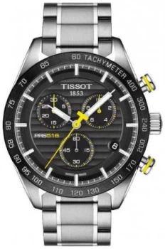 Image of Tissot Mens PRS 516 Chronograph Black Dial Stainless Steel Watch