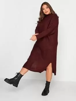 Image of Yours Soft Twist Jumper Dress Damson, Purple, Size 14-16, Women