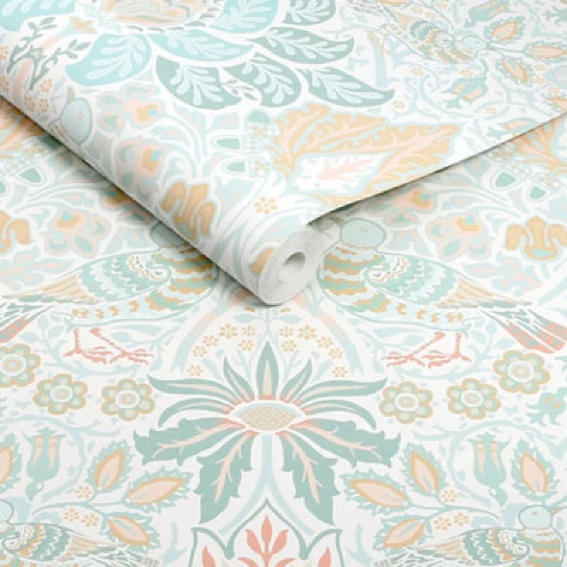 Image of William Morris at Home Dove & Rose Haze Wallpaper Wallpaper One size Blue 73453171000